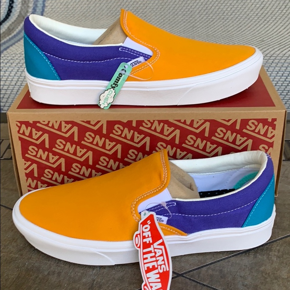 VANS COMFYCUSH SLIP ON MULTI BLOCK MULTI/TRWHT WMN - Picture 2 of 16